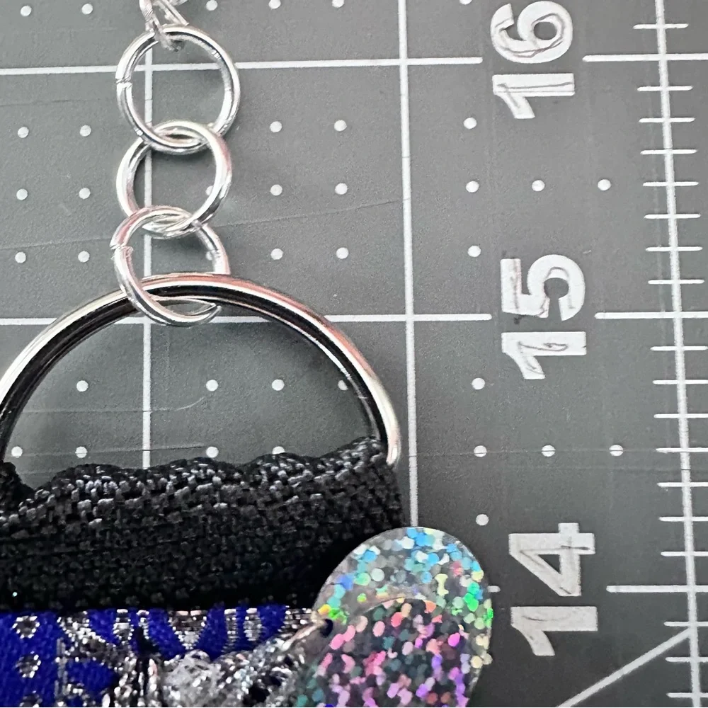 Festival Choker Necklace Handmade Navy + Silver Iridescent Sequin Coins Signed - Picture 15 of 15